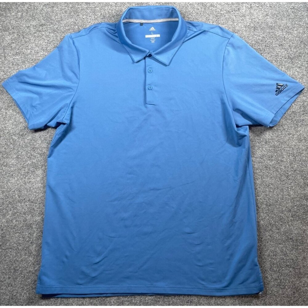 Adidas Mens Golf Polo L Short Sleeve Button Placket Lightweight & Breathable